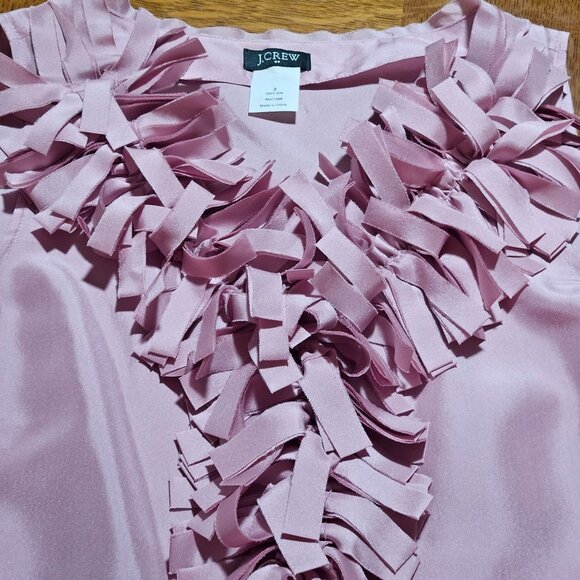 Silk J.Crew Women's Pastel Pink Ruffle Blouse Easter Spring top size 2 - Picture 7 of 12